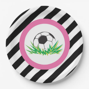 Pink Soccer Birthday Party Paper Plates