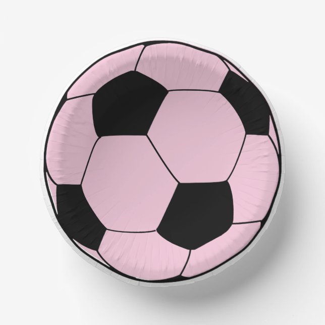 Pink Soccer Football Paper Plate (Front)
