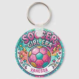 Pink Soccer Girl Era Name Key Ring