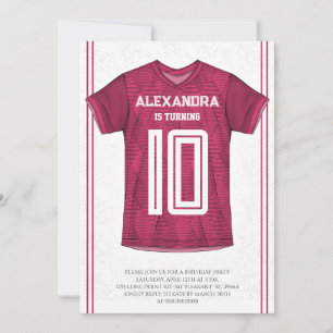 Pink Soccer Jersey Birthday Party Invitation