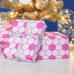 Pink Soccer Lover Football Custom Wrapping Paper