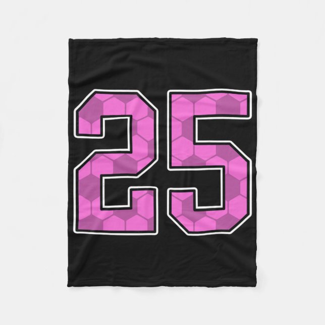 Pink Soccer Pattern Number 25 Jersey Player Unifor Fleece Blanket (Front)