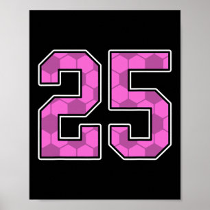 Pink Soccer Pattern Number 25 Jersey Player Unifor Poster