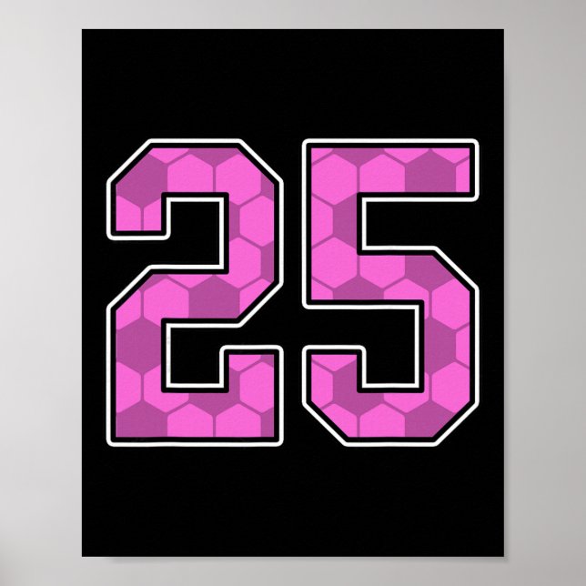 Pink Soccer Pattern Number 25 Jersey Player Unifor Poster (Front)