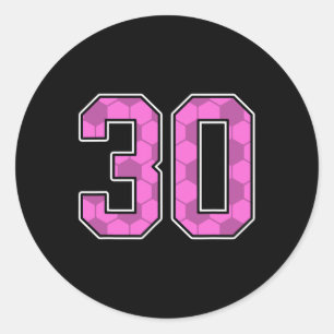 Pink Soccer Pattern Number 30 Jersey Player Unifor Classic Round Sticker