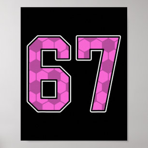 Pink Soccer Pattern Number 67 Jersey Player Unifor Poster