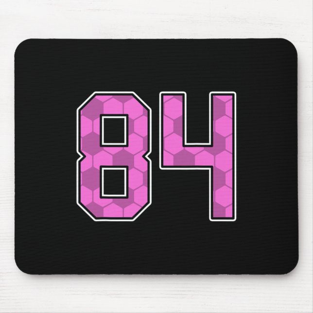 Pink Soccer Pattern Number 84 Jersey Player Unifor Mouse Pad (Front)
