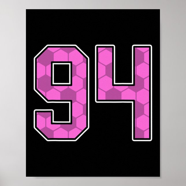Pink Soccer Pattern Number 94 Jersey Player Unifor Poster (Front)