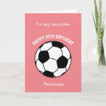 Pink Soccer Sport 12th Birthday Card<br><div class="desc">A pink soccer 12th birthday card for daughter, niece, granddaughter, etc. You will be able to easily personalise the front of this soccer sport birthday card with their name. The inside card message and the back of the card can also be edited. This personalised soccer 12th birthday card for her...</div>