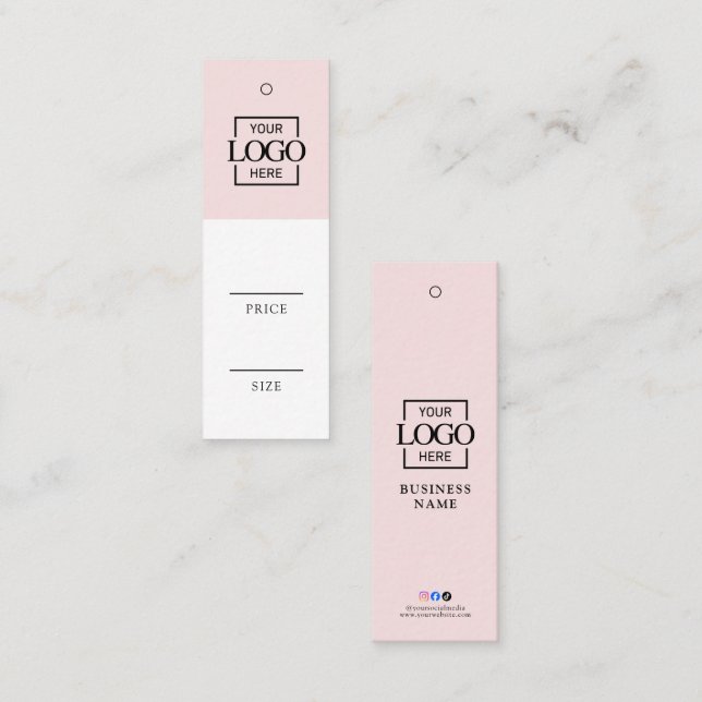 Pink Social Media Business Logo Clothing Price Tag (Front/Back)