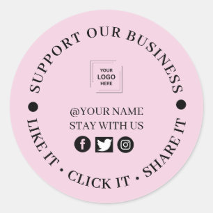 Pink Social Media Growth Business Round Design Classic Round Sticker