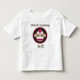 Pink Sock Monkey: Second Birthday Toddler T-Shirt