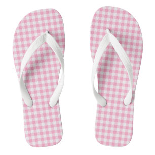 Pink Soda Gingham Flip Flops Adult, Wide Straps