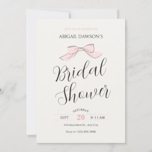 Pink soft bow bridal shower invitation