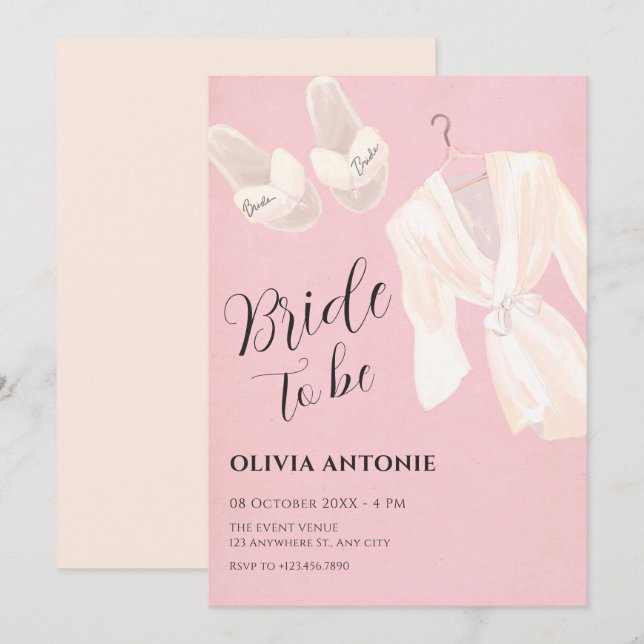 Pink soft bridal shower  invitation (Front/Back)