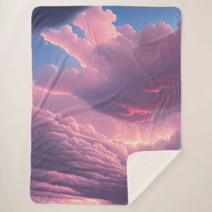 Pink Soft Clouds Sherpa Blanket