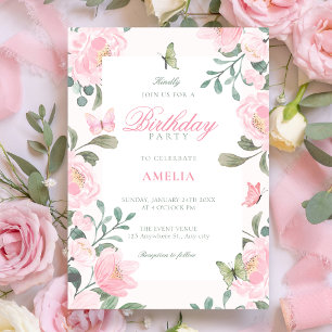 Pink soft floral invitation