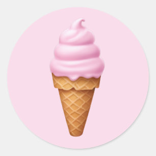 Pink Soft Serve Ice Cream Emoji Classic Round Sticker