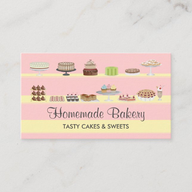 Pink Soft Tasty Bakery Cakes Sweets Candy Shop Business Card (Front)