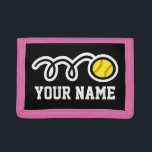 Pink softball wallet for girl | Sporty kids design<br><div class="desc">Pink softball wallet for girl | Sporty kids design. Personalizable name. Cool sports gift idea for teen children Personalised present with name or initials. Girly pink and other colours available.</div>