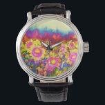 Pink solar sunflower fields watch<br><div class="desc">Romantic pink and blue abstract watercolor sunflower painting</div>