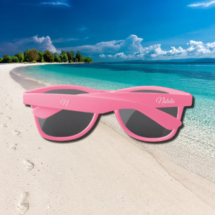 pink solid colour monogrammed sunglasses