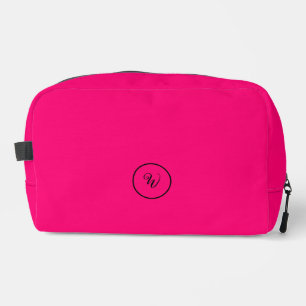 Pink solid colour neon monogram modern trendy  dopp kit