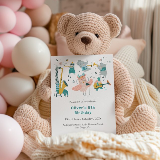 Pink Songbird with Animal Band Invitation (Creator Uploaded)