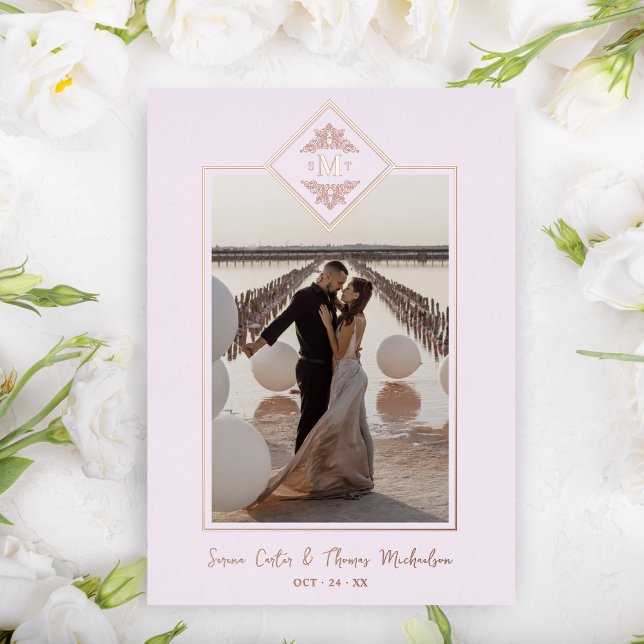 Pink Sophisticate Flourish Chic Rose Gold Initials (Creator Uploaded)