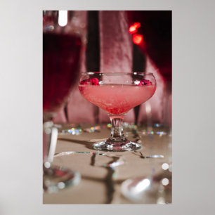 Pink Sorbet Soirée: Sparkling Summer Cocktail Art Poster