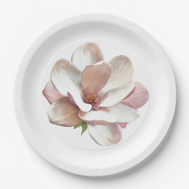 Pink Southern magnolia Paper Plate (Front)