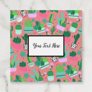 Pink Southwestern Cactus Pattern Birthday Party Favour Tags