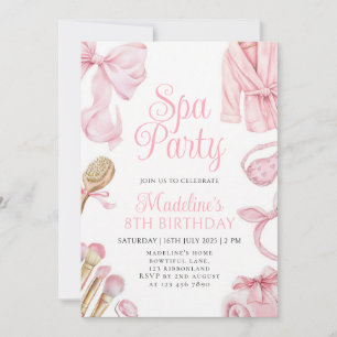 Pink Spa Party 8th Birthday Girl Invitation