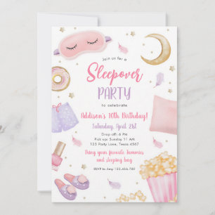 Pink Spa Slumber Party Girl Birthday Invitation