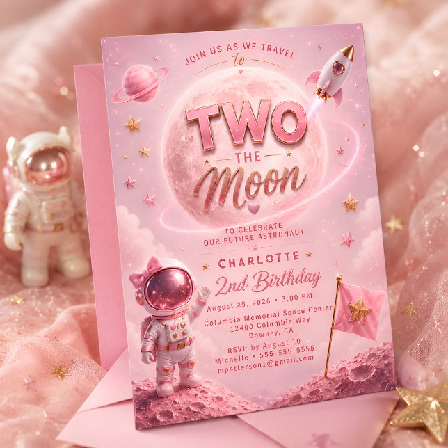 Pink Space Birthday Invitation (Creator Uploaded)