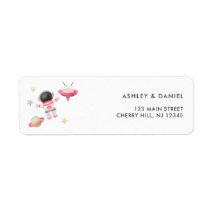 Pink Space Galaxy Birthday Return Address Label