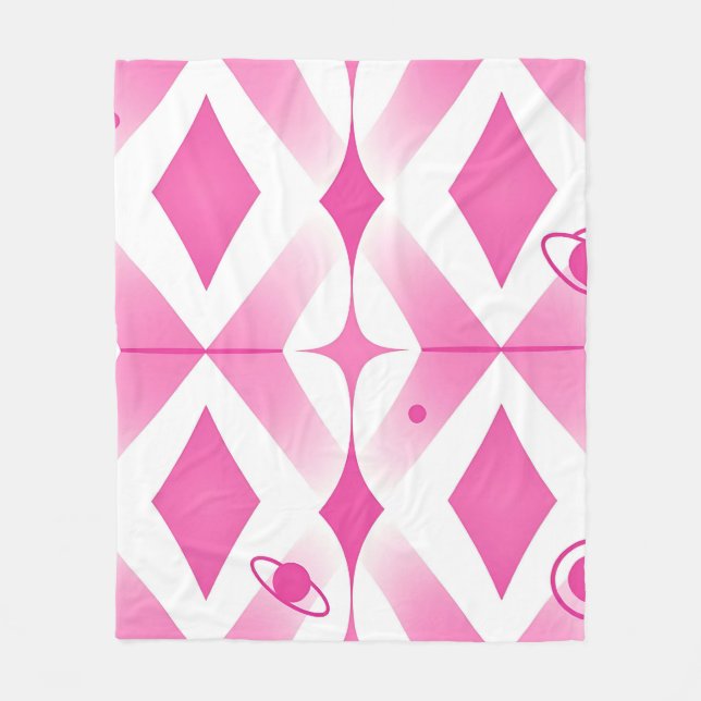 Pink Space Geometric Pattern Fleece Blanket (Front)