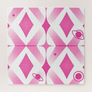 Pink Space Geometric Pattern Jigsaw Puzzle