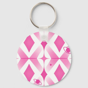 Pink Space Geometric Pattern Key Ring