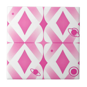 Pink Space Geometric Pattern Tile
