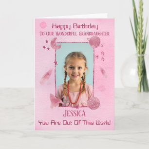 Pink Space Themed Out Of This World Birthday Card