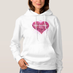 Pink sparking glitter heart best Grandma ever Hoodie