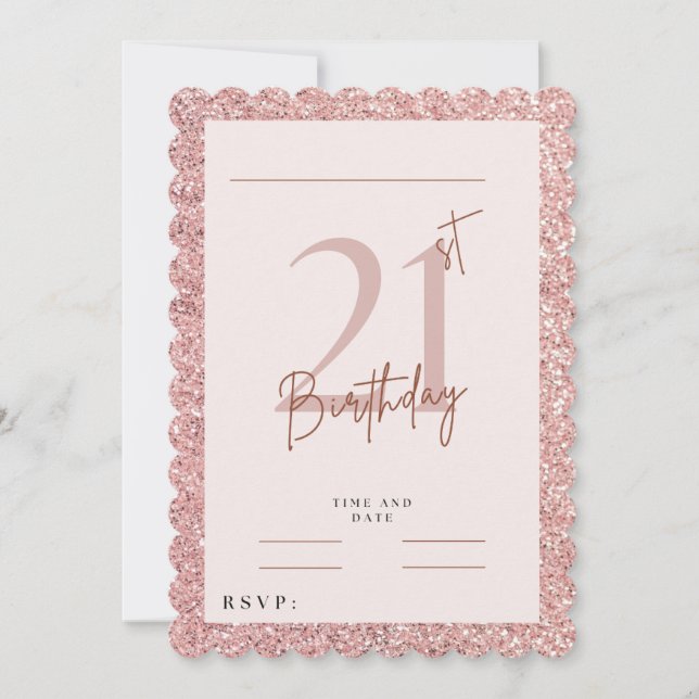 Pink Sparkle 21st Birthday Invitations  (Front)