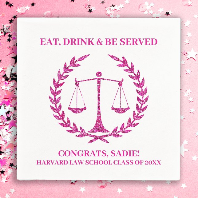Pink Sparkle Aesthetic Law School Graduation Party Napkin (Creator Uploaded)