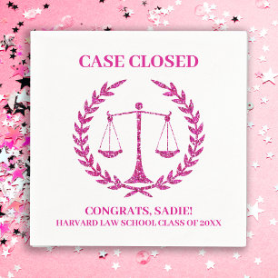 Pink Sparkle Aesthetic Law School Graduation Party Napkin