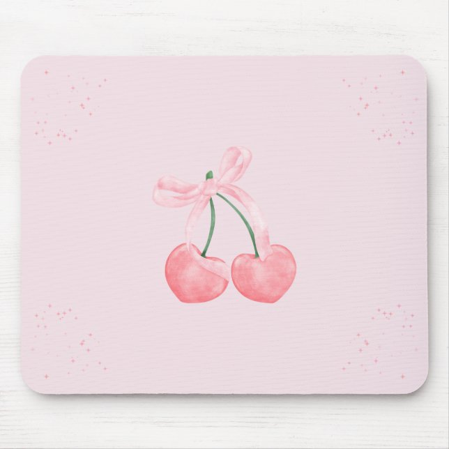 Pink Sparkle Cherry Ribbon  Mouse Pad (Front)