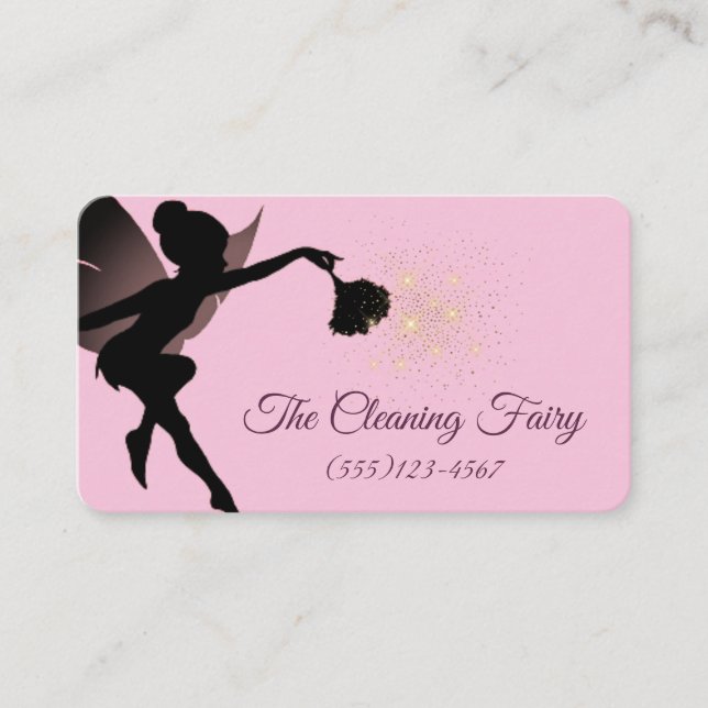 Pink Sparkle Fairy Maid House Cleaning Services Business Card (Front)