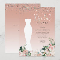 Pink Sparkle Floral Wedding Dress Bridal Shower