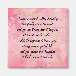 Pink Sparkle Friendship Poem Magnet
