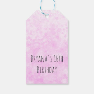 Pink Sparkle Glam Birthday Party Favour Gift Tags